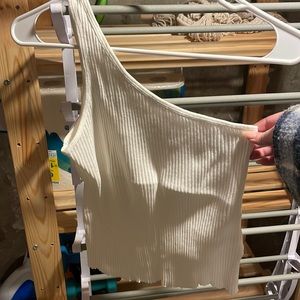 LACAUSA One Shoulder Ribbed Top